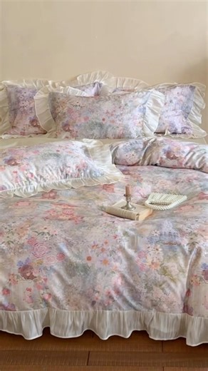 Green - Retro Princess Oil Painting Teddy Bear Floral Tencel Cotton Bedding Set