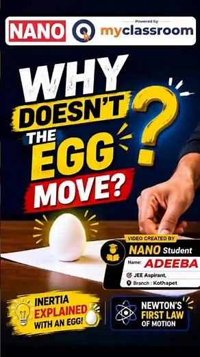 Why Doesn't the Egg Move? | Inertia Explained | Newton's First Law of Motion|| NANO myClassroom