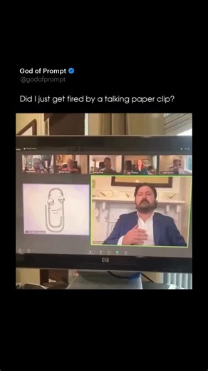 God Of Prompt on Instagram: "Did I just get fired by a talking paper clip? - - - - 👉 Follow @godofprompt if you want to: - Stay posted with all the newest AI insights - Optimize existing AI tools with a consistent prompt library Comment “AI” to learn prompt engineering for free 🎁 - - - - 🎥Video: @PlanetOfMemes/X"