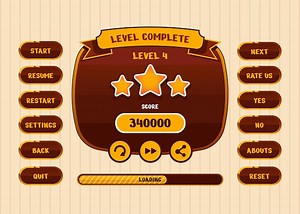 完整的得分按游戏弹出窗口,图标,窗口和元素,用于创建中世纪的RPG视频游戏 | 免費矢量