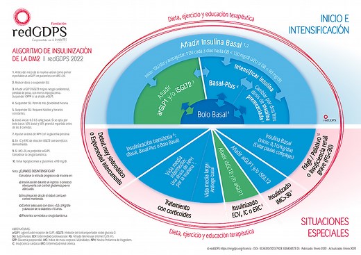Algoritmo de insulinización de la DM2, de la redGDPS 2022