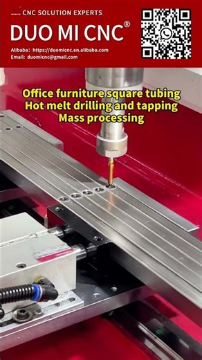Hot-melt drilling and tapping of square tubing for office furniture, mass production.#flowdrilling