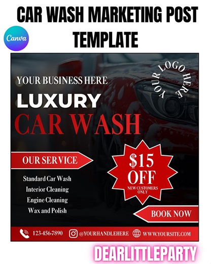 Car Wash Flyer Template Canva, Luxury Auto Wash Promo Post, Editable 5x5 Square - Etsy