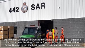 SAR Tech MCpl Max Honeyman explains the rescue that took place on July 15 where Royal Canadian Air Force SAR teams successfully extracted an injured individual from a remote area 185kms east of Fort Nelson, BC. SAR Techs parachuted from a CC-295 Kingfisher, hiked to the patient, and coordinated a successful extraction with a CH-149 Cormorant helicopter. The patient was transferred onto the Kingfisher in Fort Nelson and flown to higher-level emergency medical services in Prince George. | Canadian