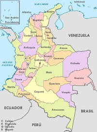 El mapa de Colombia (30 departamentos)