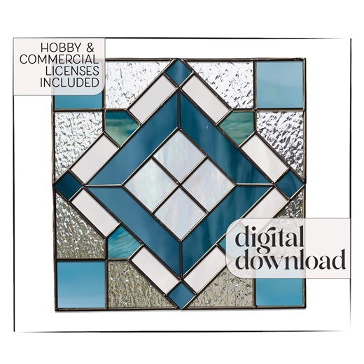 Stained Glass Quilt Square Pattern: Geometric Suncatcher (PDF & PNG) - Etsy