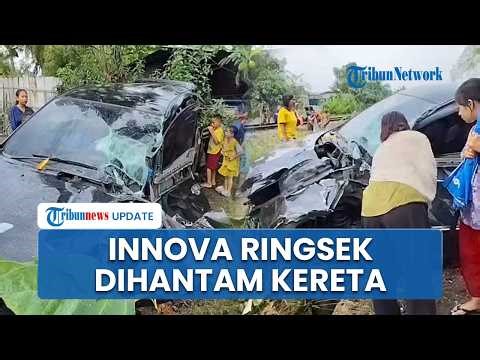 Kecelakaan Kereta Api Putri Deli Hantam Mobil Innova hingga Ringsek Parah di Asahan, Sopir Panik