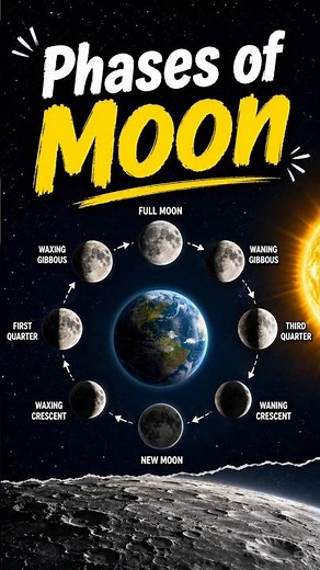 Phases of Moon through Animation #moon #moonlight #geography #solarsystem #sunlight #universe #ias