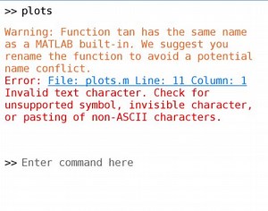 The image shows the following MATLAB error message:Warning: ... | Filo