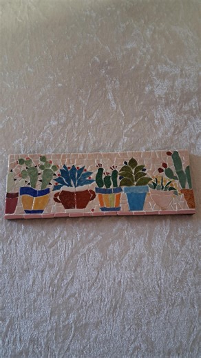 Tableau Mini En Mosaïque : 7 Cactus Sur Une étagère. 18cmx6,5cm. Support Bois Peint. - Etsy