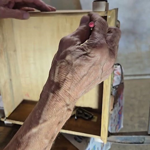 Oak dresser reglue dovetail drawer clamping technique