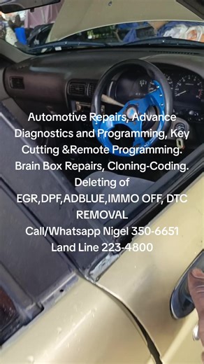 Automotive Repairs, Advanced Diagnostics & Programming, Key Cutting & Remote Programming. BRAIN BOX-ECU, TCU,BCM,CLONING, CODING & REPAIRS. CLOSED ON SATURDAY'S Call/Whatsapp 350-6651 Land line 223-4800 Location MANZANILLA