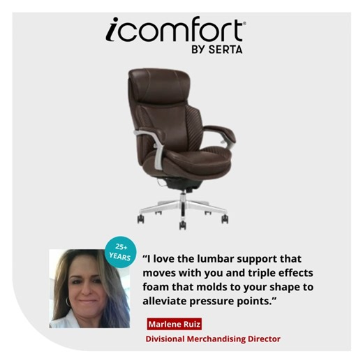 Meet Office Depot OfficeMax merchant, Marlene Ruiz, who focuses on products that provide ergonomic comfort, style and value like the Serta iComfort chairs. "This collection of chairs brings the right balance of ergonomic comfort to the workplace." Find this trio of comfort at Office Depot OfficeMax: https://bit.ly/3V1Ue4d #DiscoverDepot​ ​Check out more associate picks here: https://bit.ly/3TAHHn6 ​- Serta® iComfort i6000 Ergonomic Manager Chair, Gray/Silver, item #7134573​ - Serta® iComfort i60
