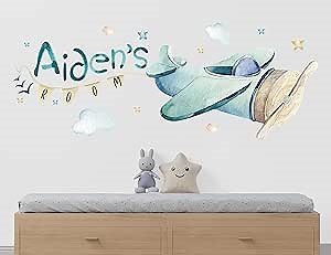 Amazon.com: Name Airplane Stickers for Wall - Kids Airplane Bed Name Decals for Walls - Baby Name Wall Decor - Nursery Wall Decal - Baby Name Signs for Kids Room - Airplane Decor for Boys Room - Adventure Decor : Baby