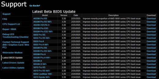 ASRock 釋出 AM5 主板 BIOS 更新解決 Ryzen 9000 處理器開機異常問題
