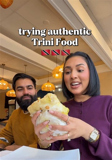 🇹🇹Trini food is DELICIOUS!! What cuisine should we try next? #tastetest #trinifood #trinidad [doubles, dhall puri, Trinidad food]