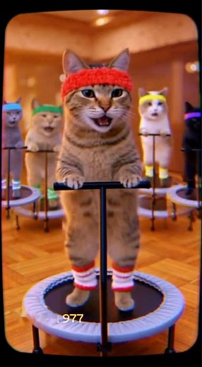 Cats Doing Aerobics on a Trampoline?! 😹 The Cutest Workout Ever! 🐾💪