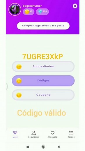 código de top Follow válido gana Monedas y Diamantes con este códigos Code Top Follow