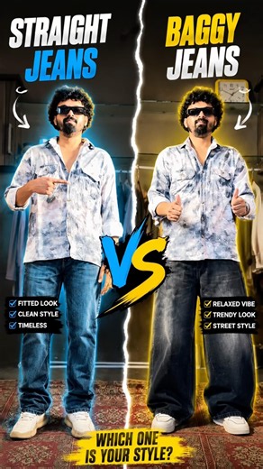 Straight vs baggy jeans outfits fashion #mensfashion #baggyjeans #fashion