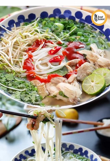 Vietnamese Chicken Pho Soup Recipe by Food Fusion Vietnamese Chicken Pho Soup--aromatic broth, tender chicken, and silky rice noodles come together in a heartwarming bowl. Garnished with fresh herbs and a bright squeeze of lime for a burst of flavor! 🍜✨ #happycookingtoyou #foodfusion #araywahh#soup #winter