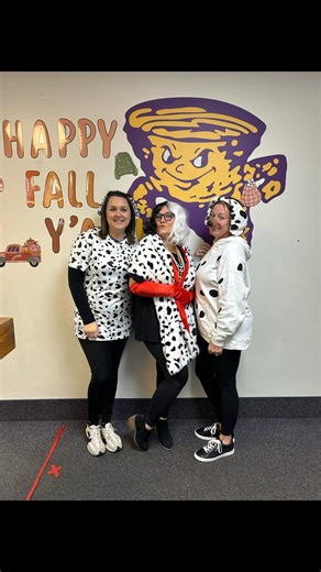 101 Dalmatians took over our school today!! But don’t worry, SRO Deez was here to save the day and catch Cruella de Vil before she could take them away!! | Memorial Elementary-Taylorville