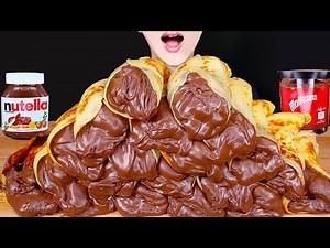 ASMR NUTELLA CHOCOLATE CREPE ROLLS KITKAT MAGNUM ICE CREAM MALTESERS DESSERT MUKBANG먹방 EATING SOUNDS