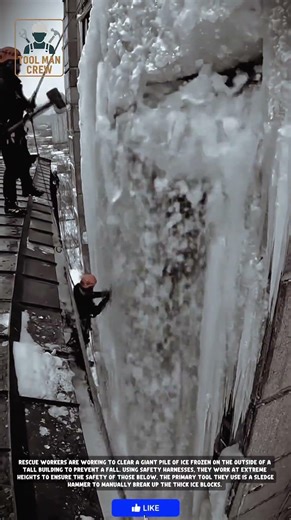 Massive Icicle Removal: Dangerous Building Maintenance Job!