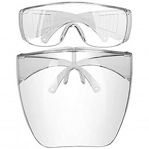Safety Protective Face Shield Full Cover Visor Glasses with Frames, Ultra Clear Reusable Goggles, Anti-Fog Eye Nose Mouth Personal Protection