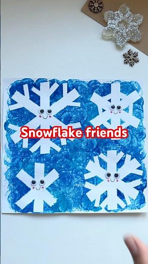 Tape resist snowflake friends | suoer fun winter craft for kids ❄️