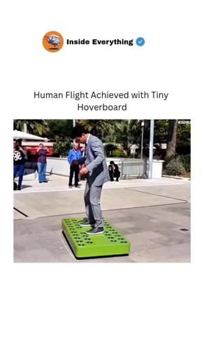 Explore l Learn l Facts on Instagram: "Human flight has taken an exciting new form with the invention of a tiny hoverboard that allows a person to soar through the air. Unlike traditional large drones or bulky jetpacks, this compact device uses powerful rotors and advanced stabilization technology to lift a human off the ground while maintaining balance and control. The rider stands on the small platform, steering through subtle shifts in weight and hand-held controls. This breakthrough demonstr
