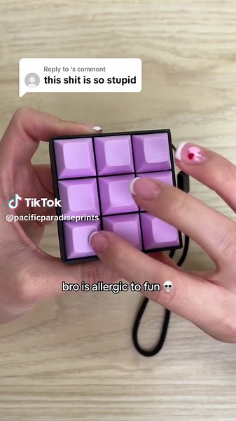 Replying to @ To each their own though I guess 🤣 Featured in this video is our 9 key lavender colored CLICKY fidget 💜 What are these? ⌨️✨ These are mechanical keyboard fidgets that are 3D printed and shipped out from California 🌴 These fidgets look, sound, and feel like mechanical keyboard since they contain genuine Gateron switches. Get it on our TikTok Shop for satisfying and fun stress relief. Fidgets can help with improving focus, releasing nervous energy, and coping with stress #TikTokSh