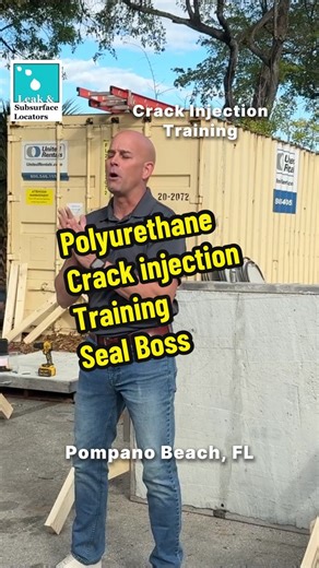 Polyurethane crack injection training. Seal Boss. Pool crack repair#leakdetection #polyurethane