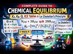 Master Chemical Equilibrium: Writing K Expressions, ICE Tables, Q vs K, Le Chatelier & Calculations