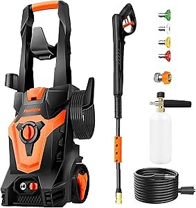 PowRyte Electric Pressure Washer, Brass Foam Cannon, 4 Different Pressure Tips, Power Washer, 4200 PSI 2.6 GPM