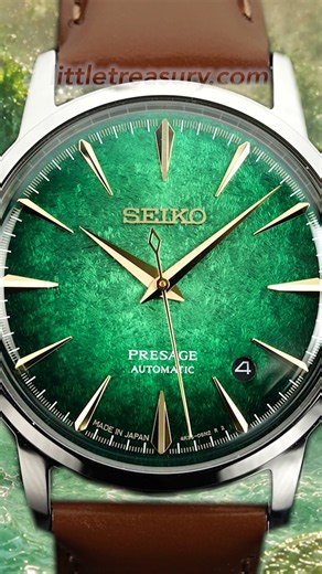 The Leather Quick Release Strap of the Seiko HCB002 Cocktail Time Mint Mist Detailed