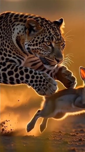 A Moment of Survival: Cheetah Chasing the Rabbit