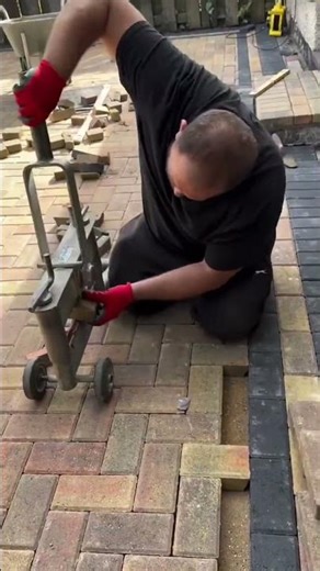 This is how paving blocks are installed for roads,cut precisely to fit perfectly in place #viral