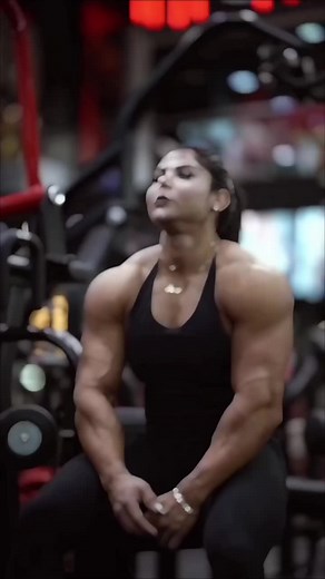Female Bodybuilder's Strength Training Routine in Gym