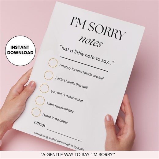 Printable Apology Notes PDF | I’m Sorry Card Template | Relationship Communication Tool | Couples Repair & Reconnect | Instant Download - Etsy