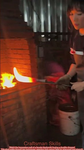 Female Blacksmith Chopper Forging: Strength & Craft in Action