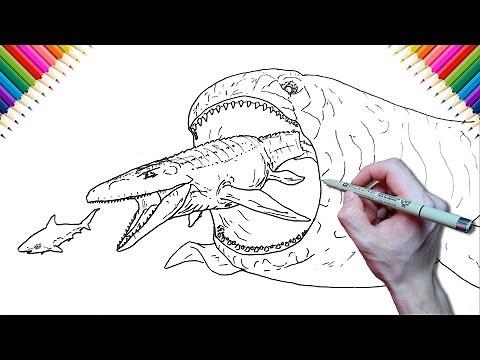 Shark vs Mosasaurus vs Bloop | Drawing and Coloring