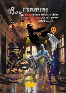 3 Pack Halloween Party Invitations Editable PDF - Printable & Digital Fillable Invite Templates for Phone, Tablet, and Computer - Etsy