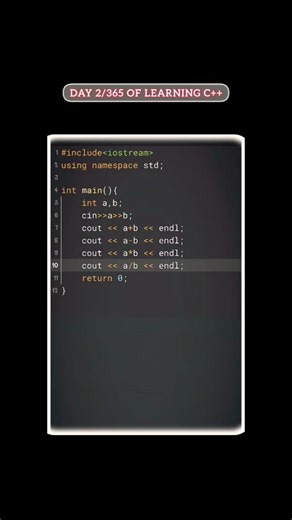 Read caption... printing arithmetic operations using c++ programming language..#coder #cpp #coding