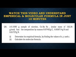 HOW TO FIND THE EMPERICAL AND MOLECULAR FORMULA - CHE 111 TUTORIAL SHEET 1 PART 7
