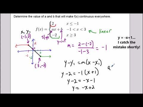 Find the values that makes a piecewise function continuous