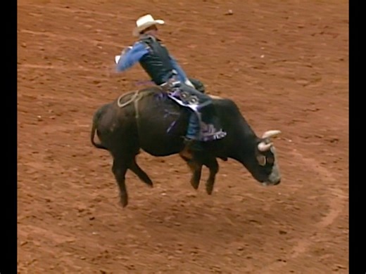 Tuff Hedeman on Bad Company Rodeo's #100 Bad to the Bone during the short round at a 1995 PBR event in Odessa, TX for 93 points. | All Things Roughstock