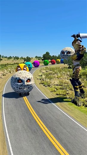 Big & Small Colorful Moon Cars vs Female Knight #1 in the game BeamNG.drive