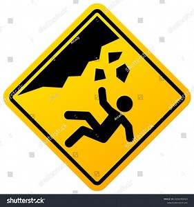 Unsafe Area Warning Sign Falling Rocks Stock Vector (Royalty Free) 2216785323 | Shutterstock