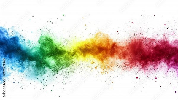 Super slow motion of colored powder explosion isolated on white background. Filmed on high speed cinema camera