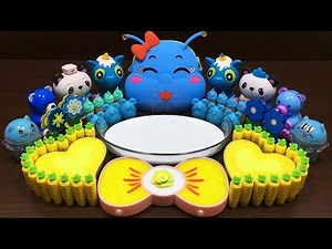 Yellow Vs Blue | Mixing Beads and Glitter into Glossy Slime | Satisfying Slime Videos #311